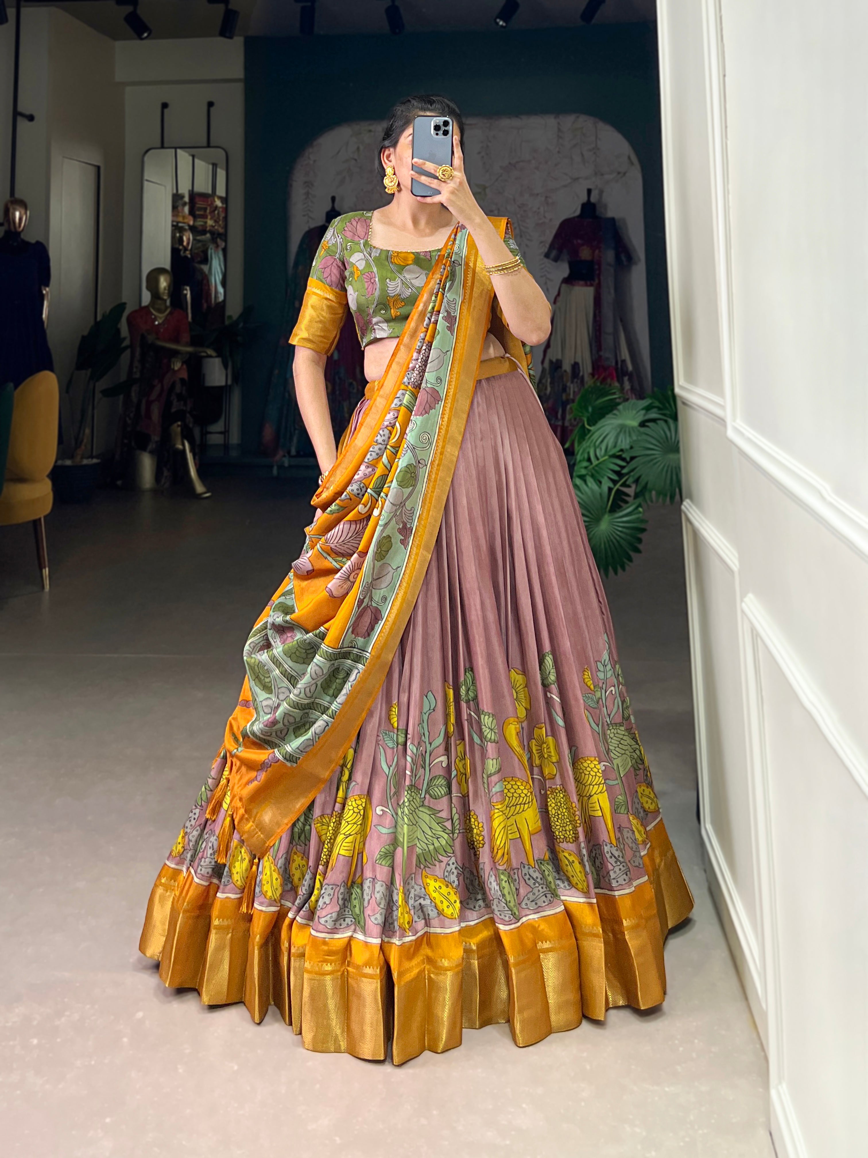 Presenting a perfectly blendedTussar silk lehenga for festive season to charm your look!β¨ - Navratri And other Festival